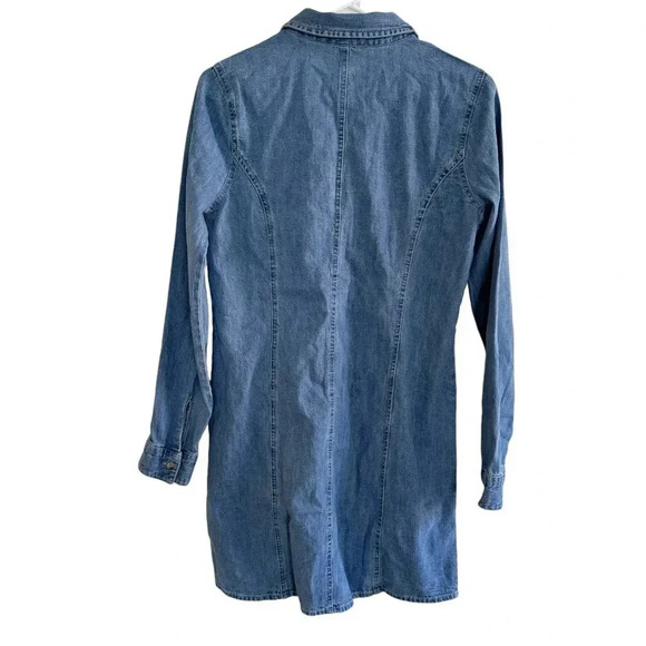 ASOS Blue Denim Jean Shirt Mini Dress Button Down Collar Long Sleeve Cotton 4 - Picture 7 of 12